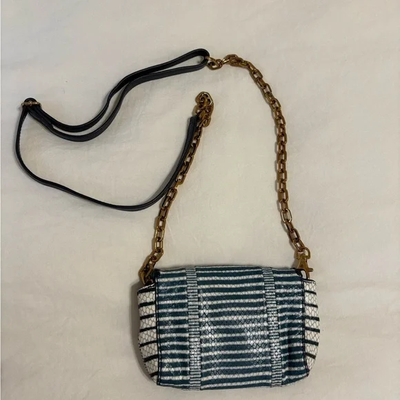 Tory Burch Navy and White Striped Crossbody Bag - Picture 3 of 9